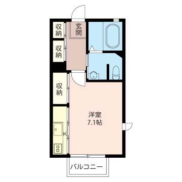 プレディオ毛呂山A(ワンルーム/1階)の間取り写真