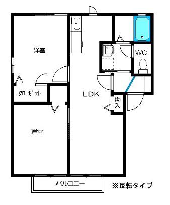 レジオン・ドヌ-ルB棟(2LDK/2階)の間取り写真