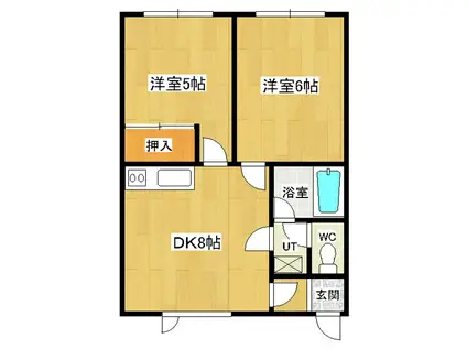 フィールドハウス(2DK/1階)の間取り写真