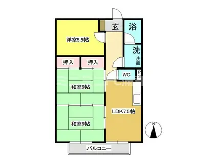 半ノ木ハイツ(3DK/4階)の間取り写真