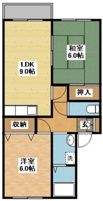 サンシャインプレイスTAKE(2LDK/2階)の間取り写真