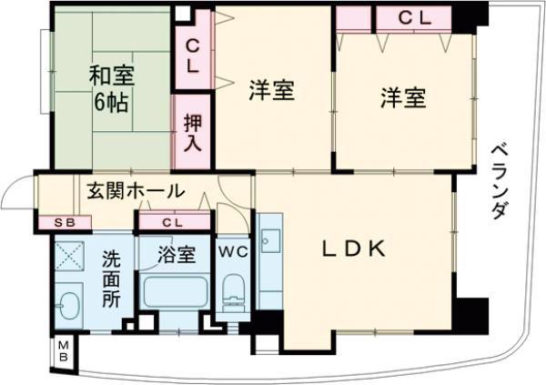 ロイヤルハイツ石黒(3LDK/8階)の間取り写真