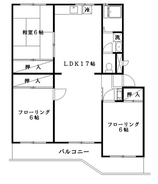 フラワーハイツ小松島(3LDK/4階)の間取り写真