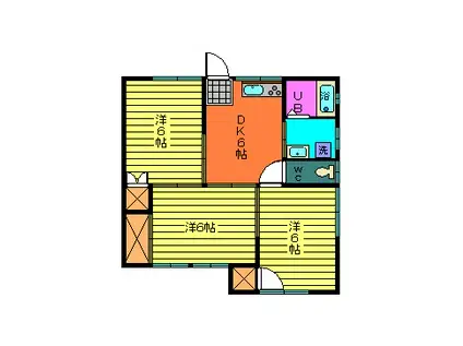 レジデンスつかだC棟(3DK/2階)の間取り写真