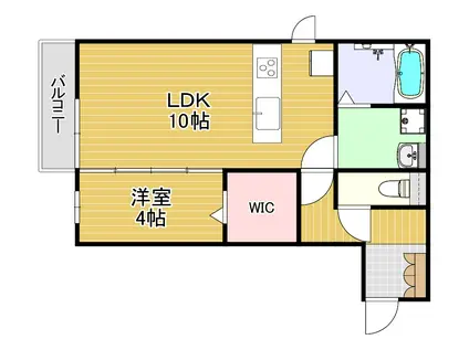 メゾンベア六条(1LDK/2階)の間取り写真
