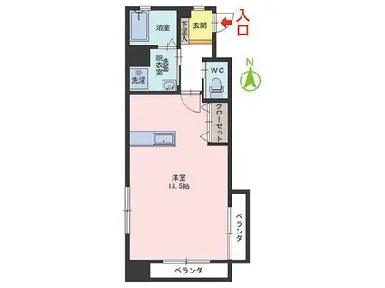 デルマーレ(ワンルーム/2階)の間取り写真