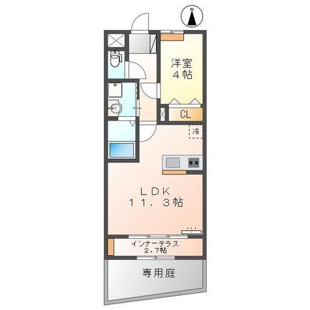 グランディール・ラ・テール(1LDK/1階)の間取り写真
