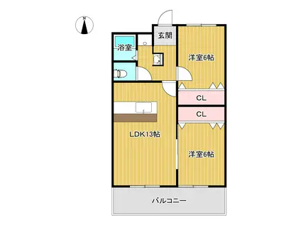 セイフティ日比野(2LDK/2階)の間取り写真