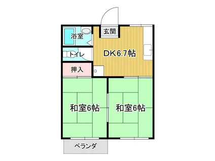 ハイツ今市(2DK/1階)の間取り写真