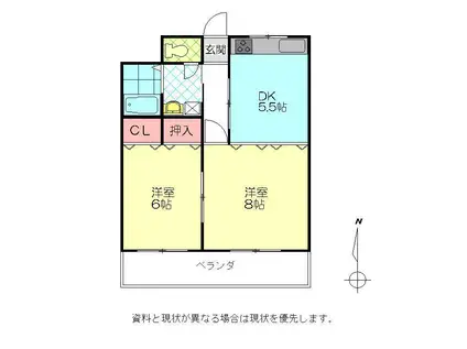 サン・ヒーローマンション別府駅前(2DK/4階)の間取り写真