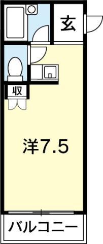 ハイツ高畠(ワンルーム/1階)の間取り写真