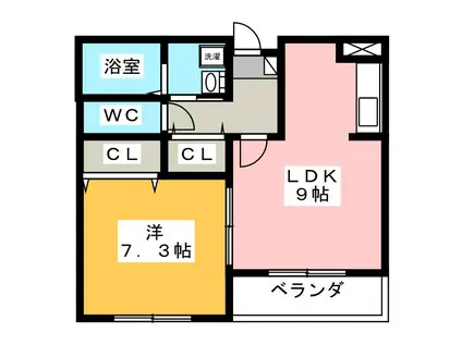 ル・リオン浜北(1LDK/2階)の間取り写真