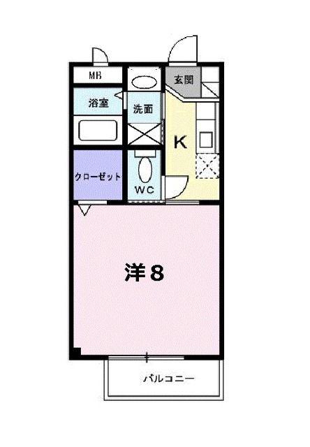 マインハウス(1K/2階)の間取り写真