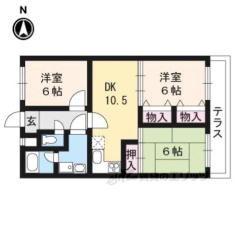 ロイヤルコートワダ(3LDK/1階)の間取り写真