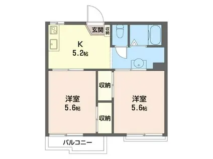 サンハイム藤(2DK/2階)の間取り写真