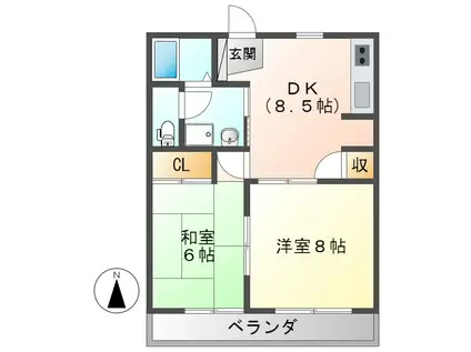 イーストアサノ(2DK/3階)の間取り写真