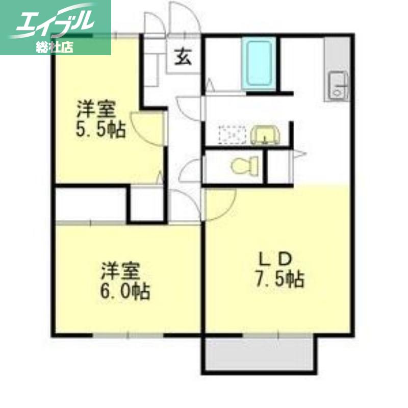 メルベイユ24C棟(2LDK/2階)の間取り写真