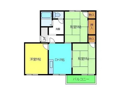 タウニー三松(3DK/2階)の間取り写真