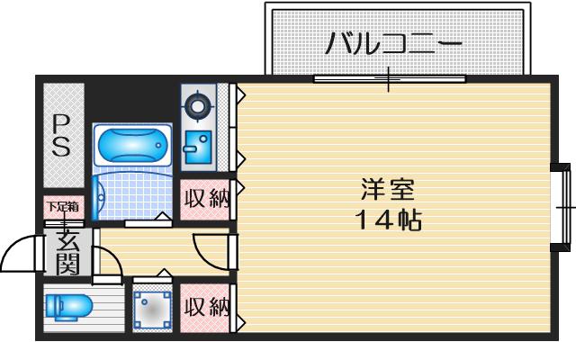 シャトレ豊津2(1K/1階)の間取り写真