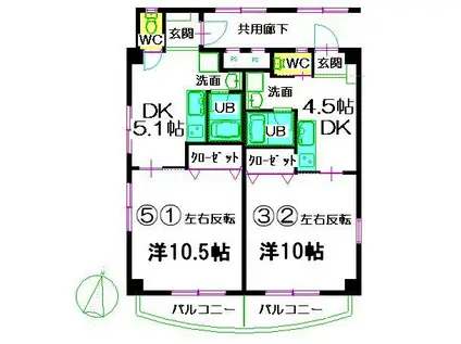 ラベーテ139(1DK/3階)の間取り写真