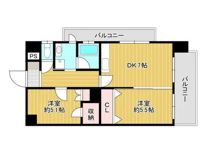 レジーナ小倉(2DK/2階)の間取り写真
