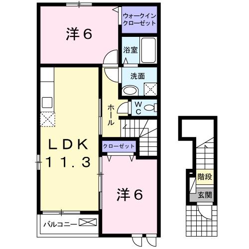 ライツ シュティルA(2LDK/2階)の間取り写真