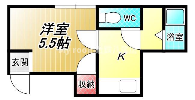 旭ヶ丘コーポ(1K/1階)の間取り写真