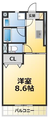 SANTOPIA-SEN(1K/2階)の間取り写真