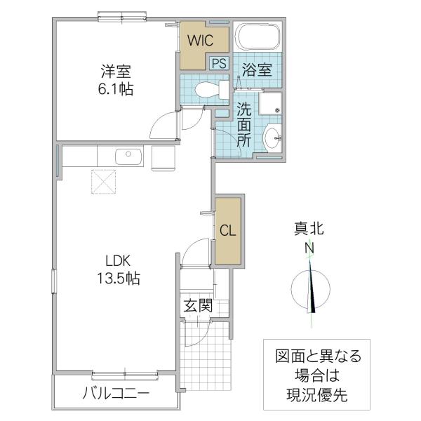 ウエスト ヴィラII(1LDK/1階)の間取り写真