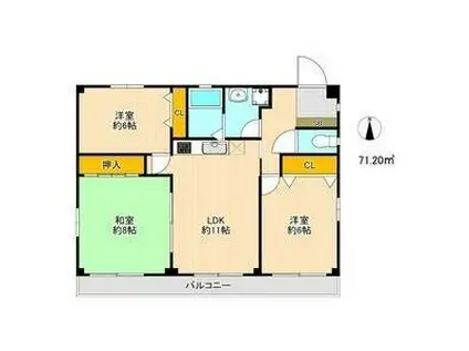 マーベラス栄和 B棟(3LDK/4階)の間取り写真