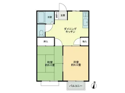 フォブールホロニック A棟(2DK/2階)の間取り写真