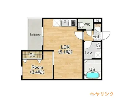 ジーメゾン北名古屋スフィリア(1LDK/1階)の間取り写真