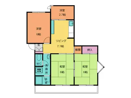 エスカイア中田(4DK/4階)の間取り写真