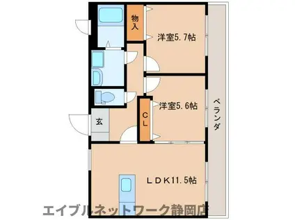 レジデンスアオヤマ(2LDK/1階)の間取り写真