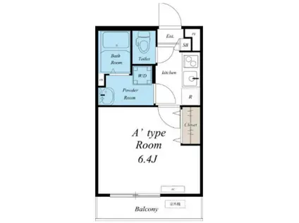 リブリ・道場北(1K/1階)の間取り写真