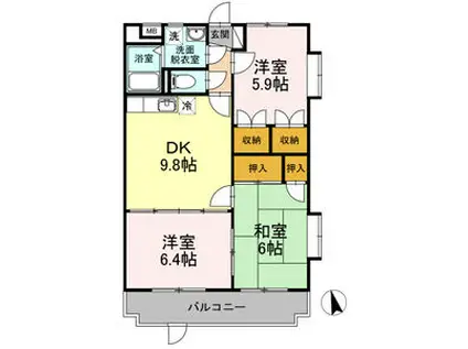 サンライズ駅部田(3DK/1階)の間取り写真