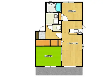 ヴェルディ高須II(2LDK/1階)の間取り写真
