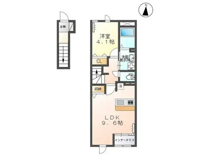 カルぺ・ディエム(1LDK/2階)の間取り写真