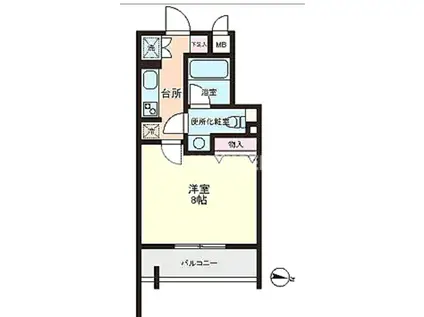 グランピア自由が丘(1K/1階)の間取り写真