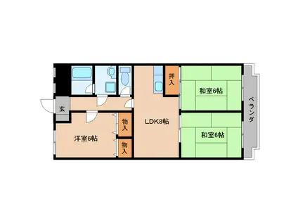 ハイツ森本(3LDK/4階)の間取り写真