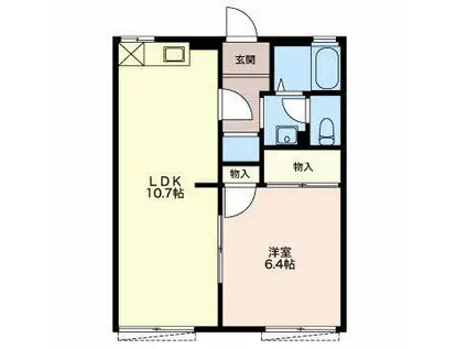 コーポナカノ B(1LDK/1階)の間取り写真