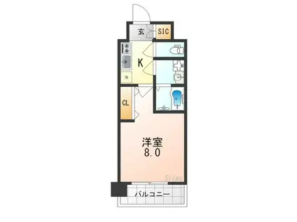 エステムコート京都西大路(1K/2階)の間取り写真