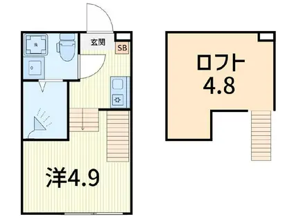 ハーモニーテラス東金町VIII(ワンルーム/2階)の間取り写真