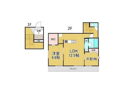 南区鹿手袋3丁目メゾン(2LDK/2階)の間取り写真