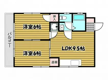 パークビル(2LDK/2階)の間取り写真