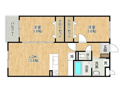 KIRA HIAGARI(2LDK/5階)の間取り写真