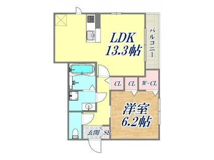 メゾン塚口(1LDK/1階)の間取り写真