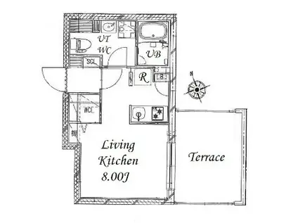 W/FLUFFY市谷台町 フラッフィー市谷台町(ワンルーム/1階)の間取り写真