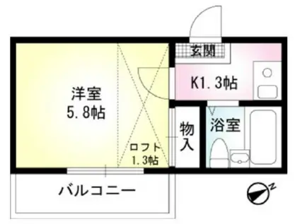 レオパレス観音(1K/1階)の間取り写真