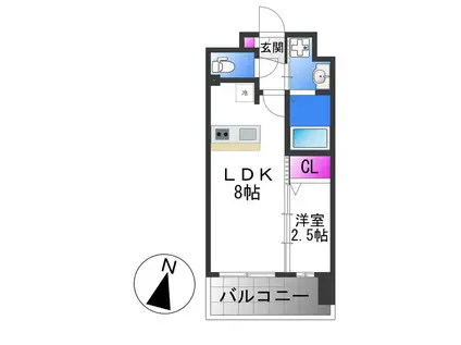 LUXE玉造南(1LDK/15階)の間取り写真